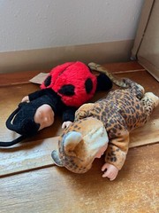 Lot of Small Anne Geddes Red & Black Plush Lady Bug & Tan Orange Gray & Black