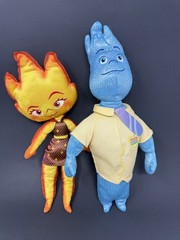 2 Disney Store Pixar ELEMENTAL Ember Lumen & Wade Ripple Plush 13″ Exclusive