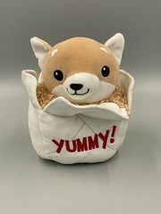 Yummy Dog in Chinese Food Box Take Out Plush Brown White Stuffed Animal 9″
