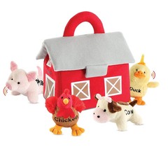 Plush Farm Animal Toys with Realistic Sounds – Plushie Play Set with Barn Car…