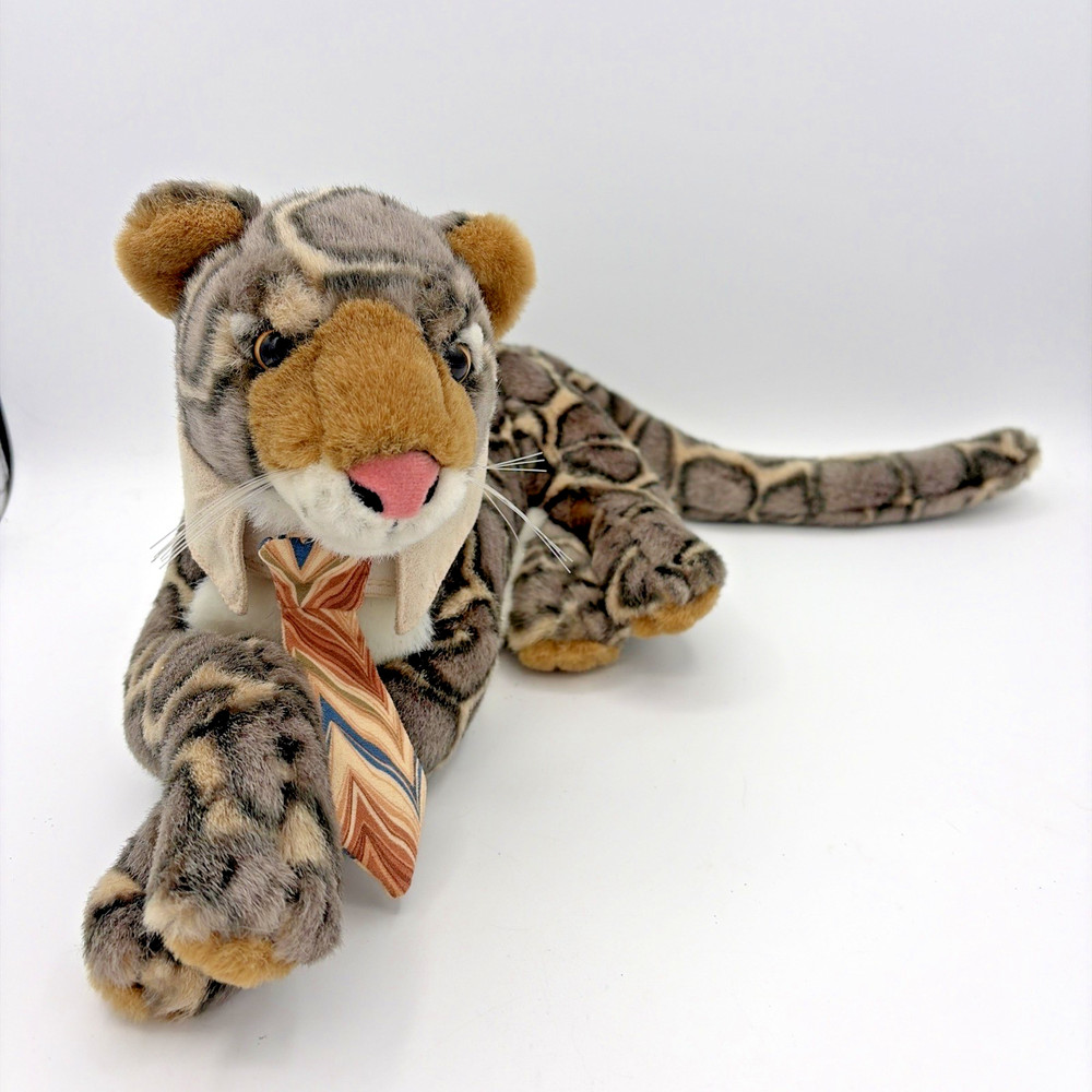 Fiesta Stormy the Clouded Leopard w/ Necktie 13” Plush Lying Stuffed Animal