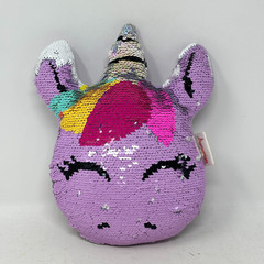 ISCREAM Reversible Sequin Unicorn Purple White 9″ Plush Pillow Decor Kids Room