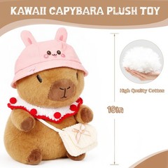 10.2″ Brown Capybara Plush Toy with 9 Clothes and Accessories Super Soft Capy.