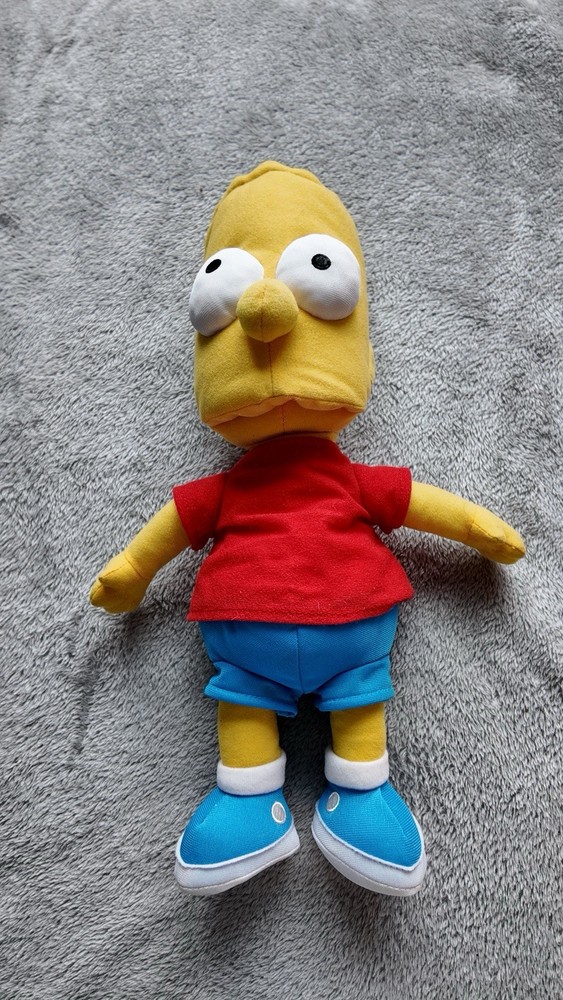 The Simpsons Bart Simpson Plush Doll Soft Small 17 in Yellow Red Blue