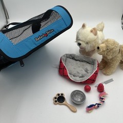 Pet Dog Stuffed Animal Plushes, Carrier And Pet Accessories