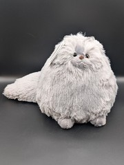 Winsterch Gray Chubby Roly Poly Round Cat Plush Gray