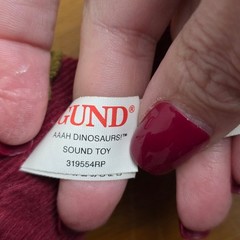 Gund Aaah Dinosaur Adam Mini Plush Ankylosaurus Corduroy Red Dino Sound Toy