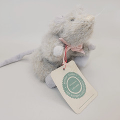 Vtg Boyds Bears Stuffed Plush Jointed Gray Mouse Pink Bow Archive Collection 7″