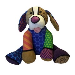 Britto Pop Plush 10″ Pablo Dog Puppy Enesco Multitexture Sensory Stuffed Colorfu