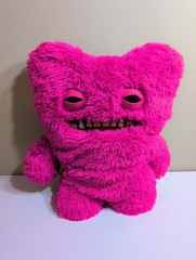 Fuggler BIGG FUGG Mr Buttons XL 18″ Pink Plush Rare Fun Ugly Monster