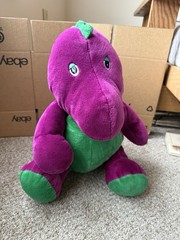 VTG Barney Purple Green Dinosaur 1988 Chrisha Playful Plush Large 15″ Huggable
