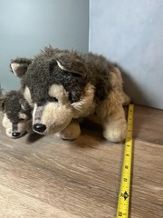 Demdaco Wolf Plush Stuffed Animal, Mom And Baby Pair, Slightly used