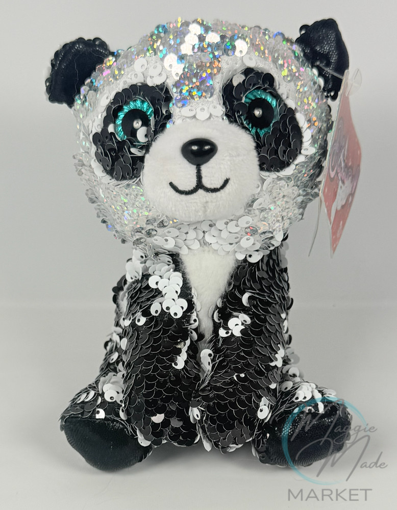 New Bling! Yang Panda Big Eyed Reversible Sequin Plush Toy w/ Tag