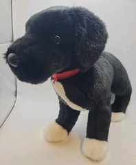 Douglas Plush Dog TWISTER BLACK LAB MIX Puppy White Feet Red Collar Stands 12”