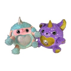 Lot of 2 Rainbocorns Fairycorn Purple Bat Wings and Aqua Butterfly Unicorns 10″