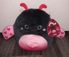 Squishmallow 8″ Ladee Ladybug Soft Black Pink Valentine Heart Wing Plush BNWT