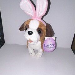 Dan Dee Easter Collection Plush Dog Bunny Ears Brown White Pink 2006 Tags MPN