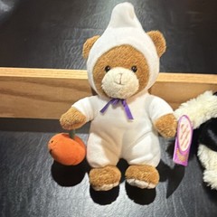Small Halloween Plush Stuffed Bear & Dog Lot 2 Brown/White/Black w/ Sound