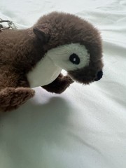 Mini Brown/White Plush Otter Keychain w/ Keyring, Stuffed Animal