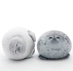 Cute Chubby Seal Plush Happy/Angry Gray Spotted Soft Toy Kawaii Pillow