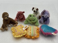 Lot Of 5 Only Hearts Club Pets & 3 Pillows Frog, Monkey, Pig, Cow, Elephant 2006