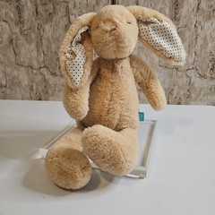 Manhattan Toy Bunny Rabbit 14” Cream Beige Stuffed Plush Black Polka Dot Ears