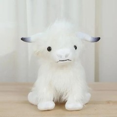 White Highland Cow Plushie Realistic Fluffy Stuffed Animal Soft Cuddly Toy Gift