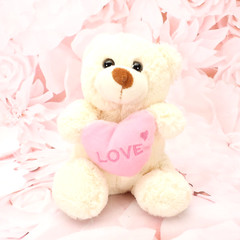 Heart Love Stuffed Teddy Bear Plush Animal Small Cream Pink Valentines/Bday Gift