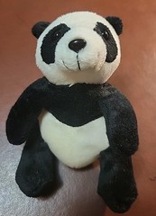 5.5 inches Black and White Racoon Polyester Fiber / PE Pellets Stuffed Toy