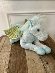 FAO Schwarz Blue Purple Pegasus 15” X9” Enchanted Shiny Wings Plush