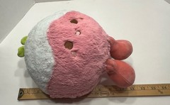 Miniso Plush Pink & White Strawberry Fruit W/Green Leaf 8″ Stuffed Animal Toy