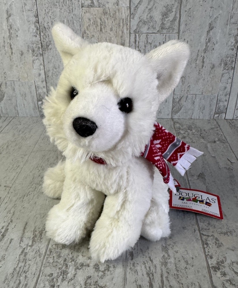 Douglas Mistie Arctic Fox w/ Scarf Red White Plush Stuffed Animal 15869