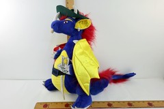 Rare Vintage Harwing Blue Pirate Dragon Large 18″ Plush Stuffed Animal Toy