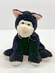 Halloween Black Kitty Cat Plush with White Face and Paws
