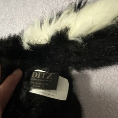 DITZ designs Skunk Stuffed Animal Plush Black/White Medium 1999 Washable