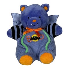 Prestige Toy Co Plush Purple Bat Terry Cloth Happy Halloween Baby Toy Rattle 7″