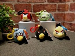 Angry Birds Plush Backpack •Purse• Bookbag Clip Lot Of 5 RARE SET New With Tags!