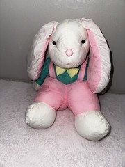 Nylon Bunny 13″ Gibson Greetings 1992 Easter Stuffed Plush Rabbit Pink