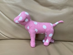 Victoria’s Secret Pink/White Polka Dot Stuffed Dog ~ 7” Long ~ Collectible