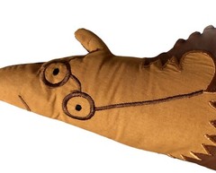 The Land Of Nod Bunny Hedgehog Pillow Plush Crate and Barrel Brown Blue 18″