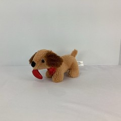 Tom’s Toy International Plush Puppy Dog With Heart Brown Tiny Small Valentine