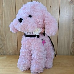 Pink Poodle Plush 12″ w/ Barbie Charm & Pearl Collar Accessories