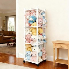 Three-Tier Solid Wood Stuffed Animal Storage – Durable & Portable Toy Organizer