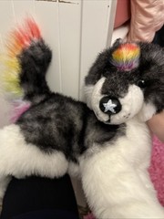 Black And White Husky Plush Bass pro Shops Colored Black Rainbow Tail Star Nose
