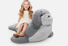**39″ Giant Grey Seal Plush Stuffed Animal Soft Cuddly Hug Pillow Toy**
