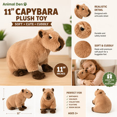 11″ Animal Den Capybara Plush Stuffed Animal Soft Cute Kids Toy Gift Ages 3+