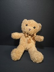 13″ Plush Teddy Bear – Shaggy Caramel With Bow