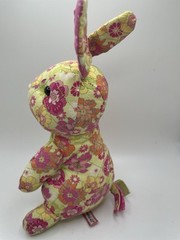 Douglas Pink Bunny Plush Stuffed Animal 8″ Floral Green Fabric Stuffed Flowers