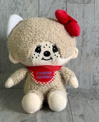 Monchhichi Hello Kitty Plush Mascot Sekiguchi 2024 Sanrio Cream Red Bib