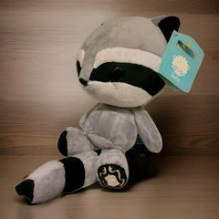 Bellzi Stripe Tail Gray Black Raccoon Plush Toy NWT